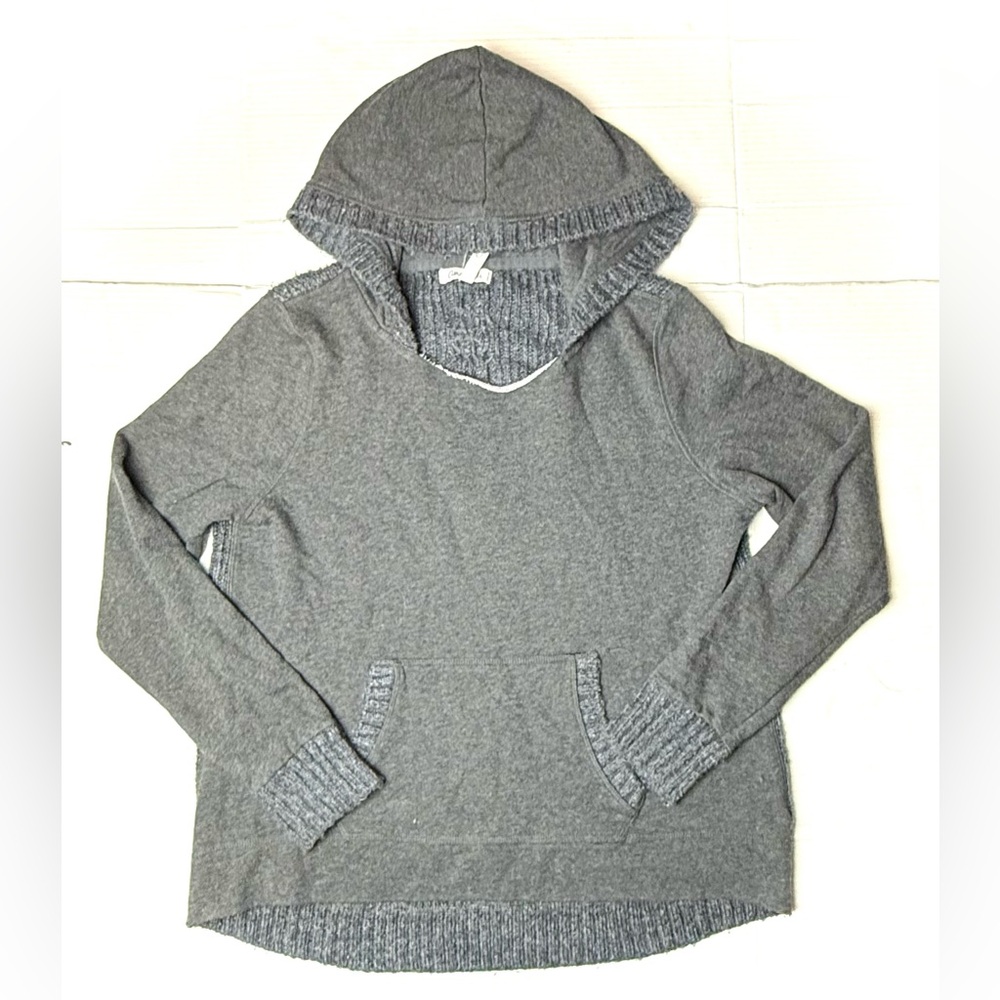Aeropostale Women's Large Hooded Sweatshirt‎ Knit Trim Gray Long Sleeve Pocket